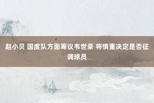 赵小贝 国度队方面筹议韦世豪 将慎重决定是否征调球员