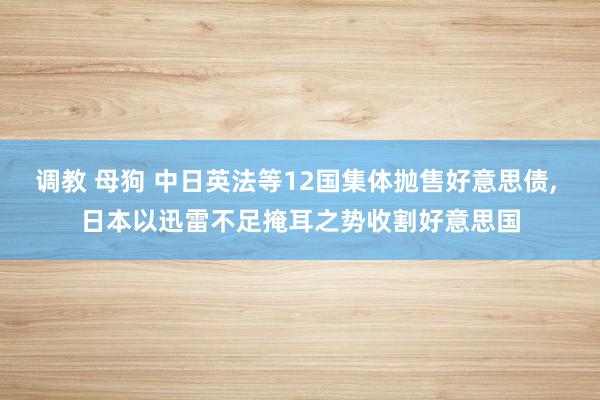 调教 母狗 中日英法等12国集体抛售好意思债， 日本以迅雷不足掩耳之势收割好意思国